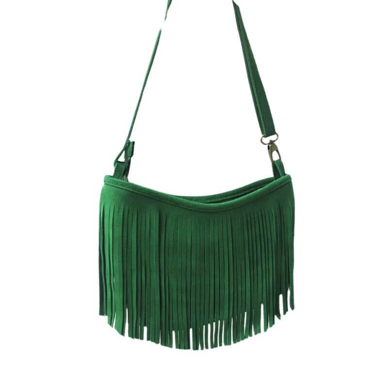 Sac à main frange vert1