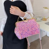 Sac à main paillette rose4