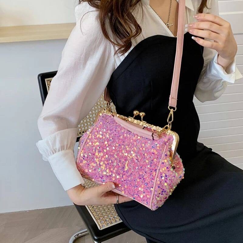 Sac à main paillette rose5 Sac à main paillette rose5