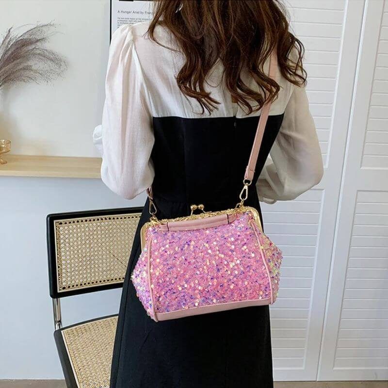 Sac à main paillette rose6 Sac à main paillette rose6